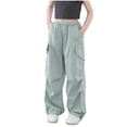 thumbnail image 1 of Babcutegg Kid Girls Cargo Pants Regular Fit High Waist Side Pockets Clothes for Girls Green, 1 of 5