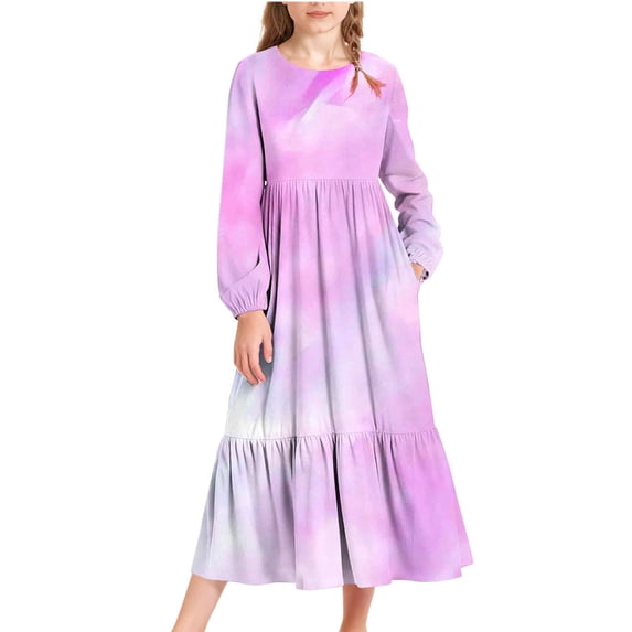 Babcutegg Kid Girls Dresses A Line Side Pockets Knee Length Valentine's Day Long Sleeve Fall and Spring Clothes for Girls Pink Size 10-11