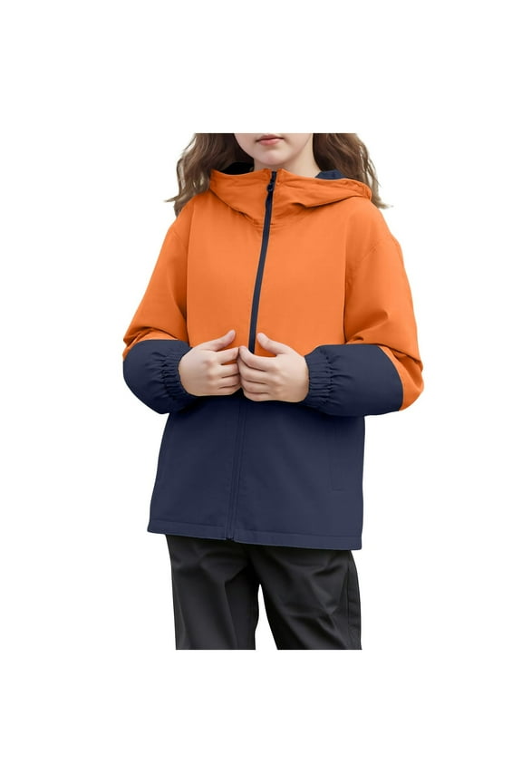 Kid Girls Jackets Long Sleeve Feather Weight Side Pockets Clothes for Kids Orange