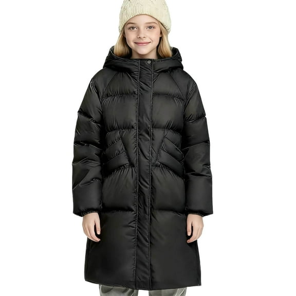 Babcutegg Kid Girls Puffer Coats Lightweight Warmth Padded Keep Warm Snowsuit Hoodies Fall and Winter Clothes for Girls Black Size 7-8