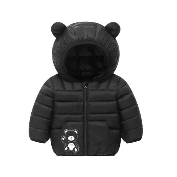 Babcutegg Kid Girls Puffer Jackets Hoodies Keep Warm Lightweight Long Sleeve Snowsuit Fall and Winter Clothes for Girls Black Size 0