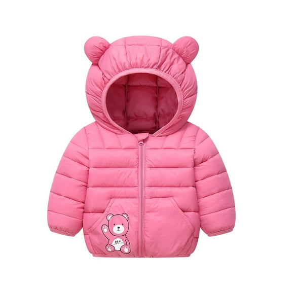 Babcutegg Kid Girls Puffer Jackets Snowsuit Lightweight Long Sleeve Keep Warm Hoodies Fall and Winter Clothes for Girls Pink Size 1