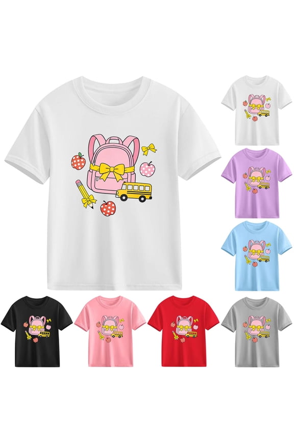 Kid Girls School Uniform Lapel Comfortable Back to School Wear Causal Fashion Campus Style Summer Clothes for Girls Pink Size 7