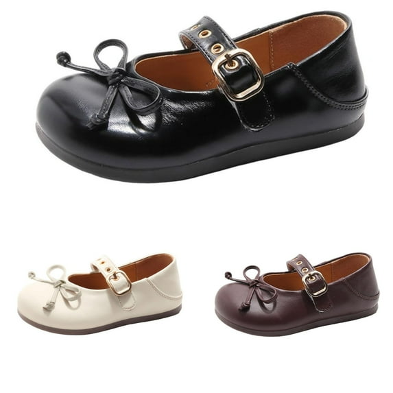 Babcutegg Kid Girls Shoes Non Slip Back to School Wear Casual Fashion Flat Bottom Soft Flat School Uniform Shoes for Girls Black Size 5.5-6