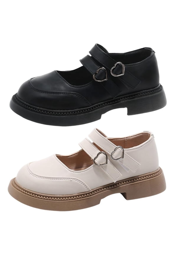 Kid Girls Shoes Non Slip Leather Boots Soft Flat British Style Back to School Wear School Uniform Shoes for Girls Beige Size 4-4.5