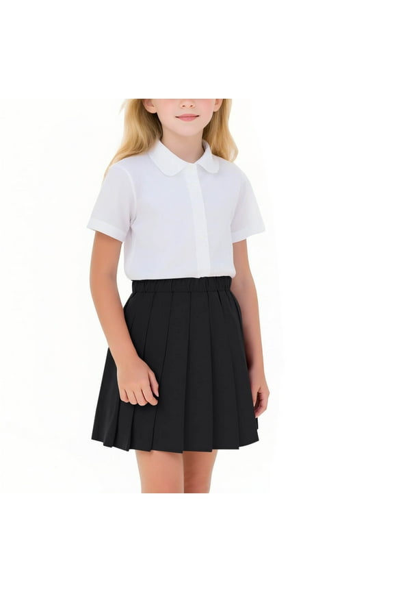 Kid Girls Skirts Pleated Skirts Back to School High Waist Outfit for Girls Black Size 14-15