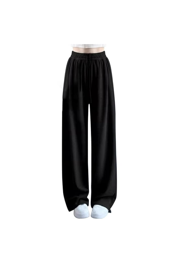 Kid Girls Sweatpants High Waist Straight Leg Elastic Waist Outwear for Girls Black Size 8