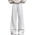 thumbnail image 1 of Babcutegg Kid Girls Sweatpants Straight Leg Elastic Waist High Waist Outwear for Girls White Size 4, 1 of 5