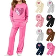 thumbnail image 1 of Babcutegg Kid Girls Valentine's Day Shirts Heart Print Elastic Waist Pullover Long Sleeve Shirts and Pants Set Side Pockets Girls Clothes Set Gray Size 9-10, 1 of 6