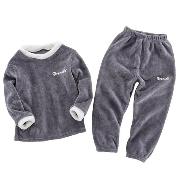 Babcutegg Kid Girls and Boys Pajamas Sets Comfortable and Warm Fleece Lined Warm Flannel Fall and Winter Homewear for Kids Gray Size 9-10