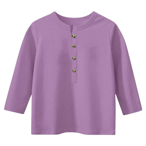 Babcutegg Kids Girls Blouses Soild Color High Collar Regular Fit Clothes for Girls Purple Size 9