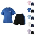 thumbnail image 1 of Babcutegg Kids Short Sleeve Round Neck Breathable Top & Elastic Waist Shorts Set – Lightweight Sporty Matching Outfit for Boys and Girls Purple Size 6-7, 1 of 10
