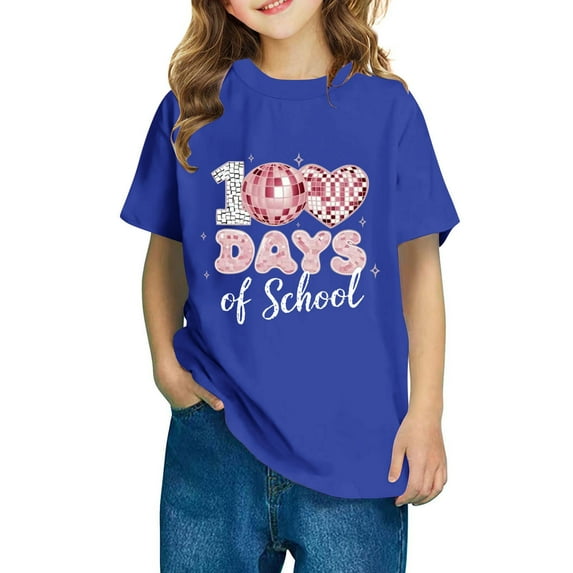 Babcutegg Kids Short T-Shirts for Girls Boys Short Tops Sleeve Fashionable Cotton Pullover Blue Size 13 Years