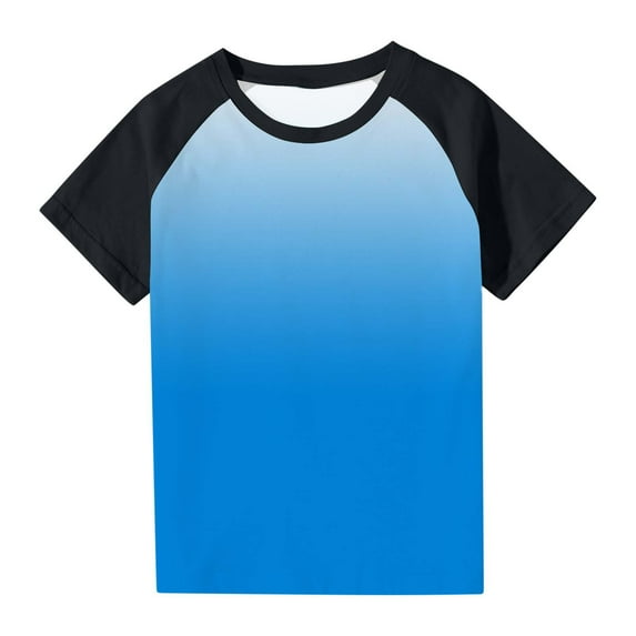 Babcutegg Kids Short T-Shirts for Girls Boys Short Tops Sleeve Round Neck Shirt Pullover Blue Size 4 Years