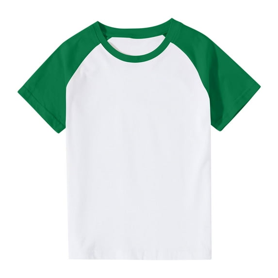 Babcutegg Kids Short T-Shirts for Girls Boys Short Tops Sleeve Round Neck Shirt Pullover Green Size 11 Years