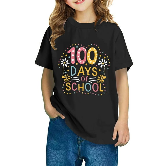 Babcutegg Kids Short Tops Sleeve Shirts for Girls Boys Cotton T-shirt Fashionable Cotton Pullover Black Size 5 Years