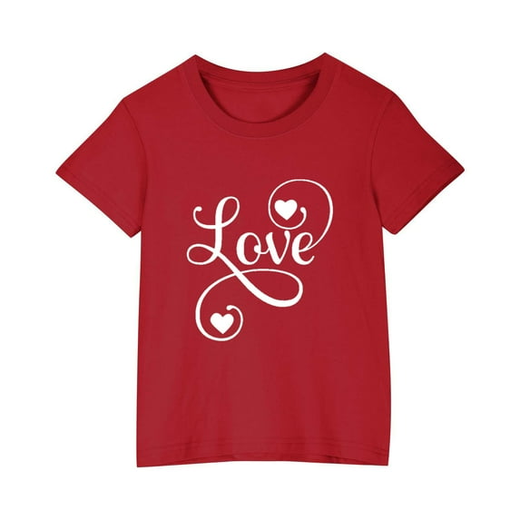 Babcutegg Kids Short Tops Sleeve Shirts for Girls Boys Cotton T-shirt Fashionable Cotton Pullover Red Size 4 Years