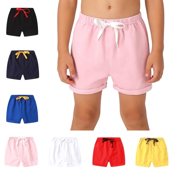Babcutegg Kids' Summer Casual Shorts with Drawstring Lightweight Clothes for Boys and Girls Pink Size 5-6