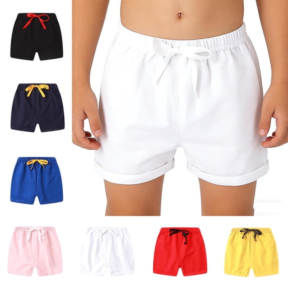 Babcutegg Kids' Summer Casual Shorts with Drawstring Lightweight Clothes for Boys and Girls White Size 7-8