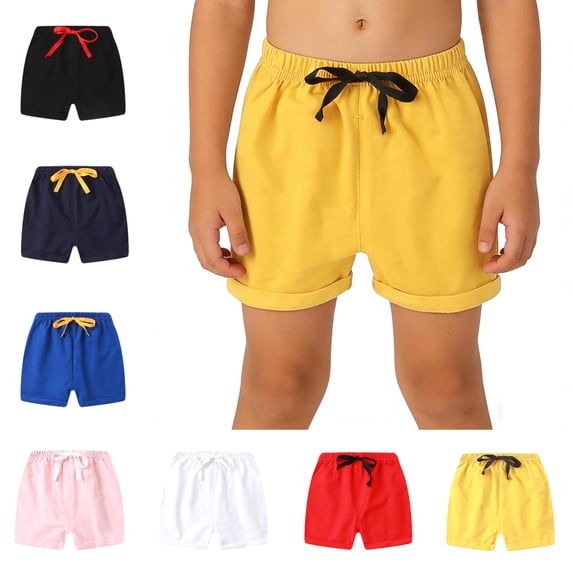 Babcutegg Kids' Summer Casual Shorts with Drawstring Lightweight Clothes for Boys and Girls Yellow Size 7-8
