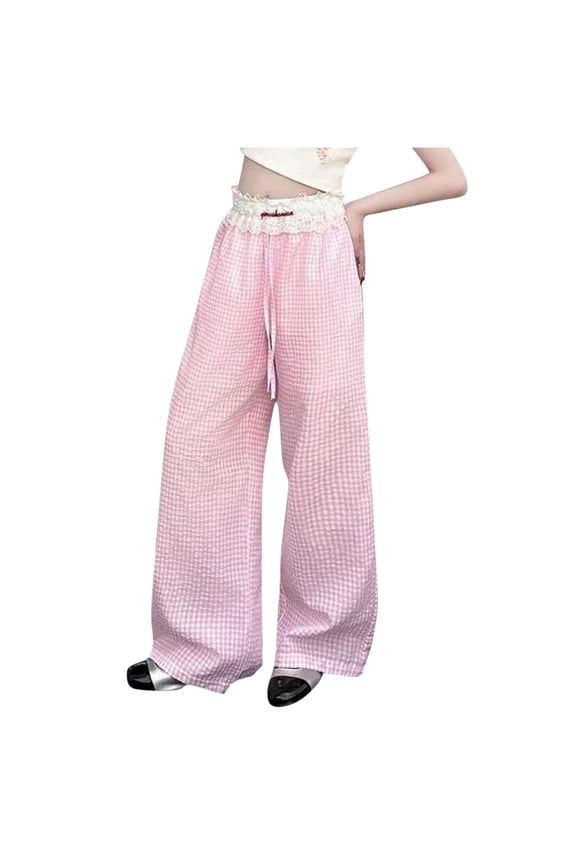 Long Pants for Toddler Girls Graphic Pattern Wide Leg Elastic Waist Clothes for Girls Pink