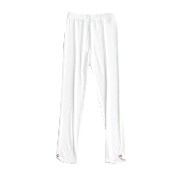 Babcutegg Long Pants for Toddler Girls High Waist Breathable Soild Color Outwear for Girls White