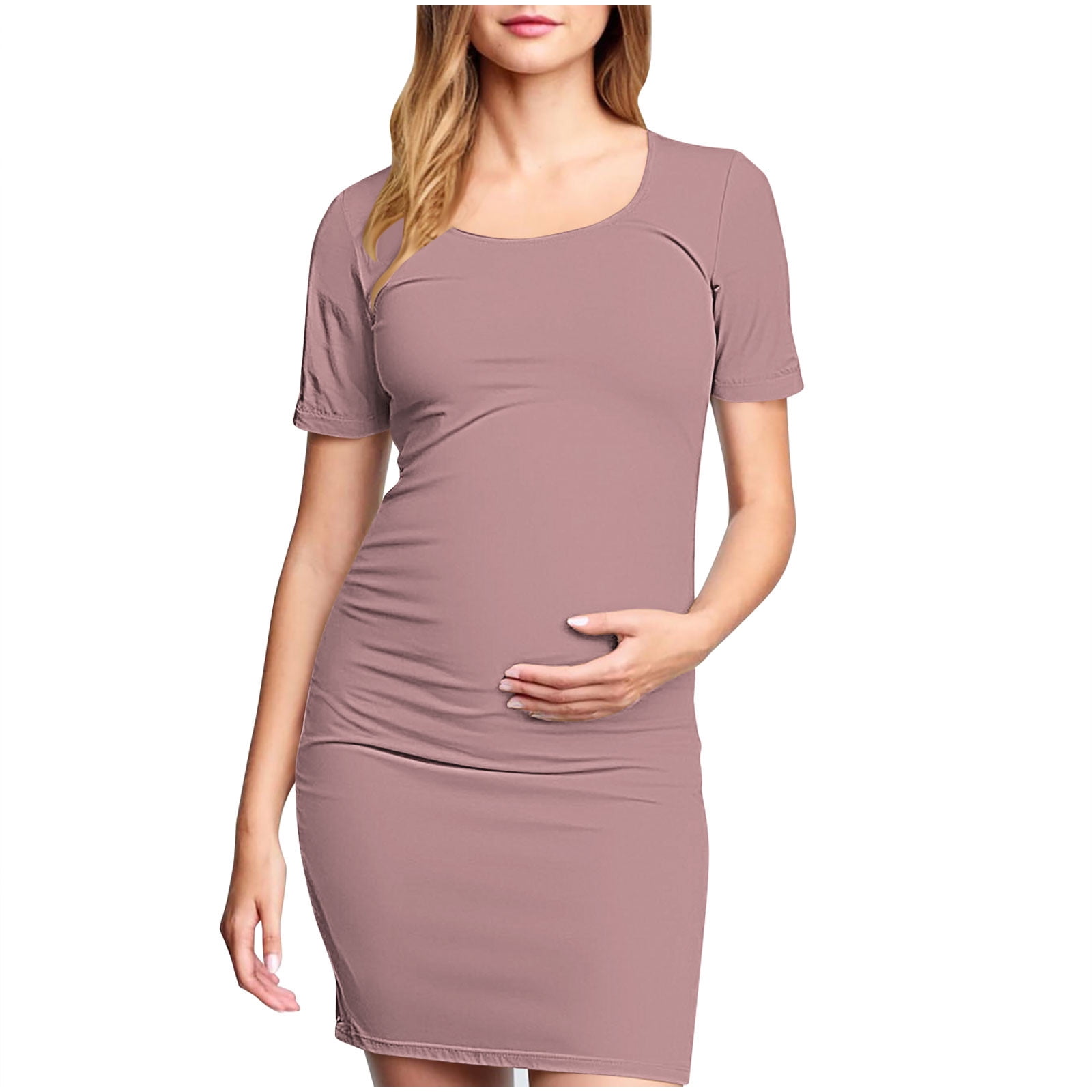 Babcutegg Maternity Bodycon Dress, Gradient Print Round Neck Short — free download