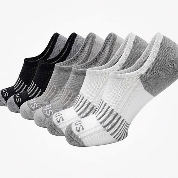 Babcutegg Men's 6 Pack Low Cut Athletic Socks Cushioned Breathable Cotton Moisture Wicking Running Socks Silver Size Free Size