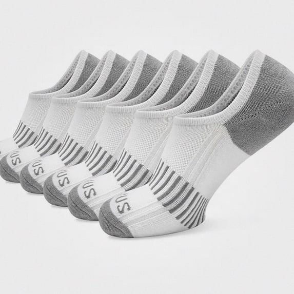 Babcutegg Men's 6 Pack Low Cut Athletic Socks Cushioned Breathable Cotton Moisture Wicking Running Socks White Size Free Size