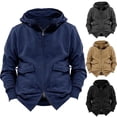 thumbnail image 1 of Babcutegg Men's Double Zipper Jacket Hoodies Loose Fit Long Sleeve with Pockets Fall Winter Casual Hooded Sweatshirts Khaki Size L, 1 of 6