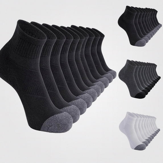 Babcutegg Men's Low Cut Athletic Socks 5-Pack Cushioned Running Breathable Cotton Sport Ankle Socks Black Size S