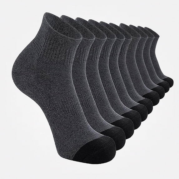 Babcutegg Men's Low Cut Athletic Socks 5-Pack Cushioned Running Breathable Cotton Sport Ankle Socks Gray Size S