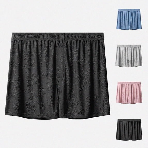 Babcutegg Mens Boxer Briefs Embossed Jacquard Seamless Zero Restriction Ice Silk Solid Color Underwear Size 2XL