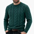 thumbnail image 1 of Babcutegg Mens Cable Knit Sweater Crew Neck Long Sleeve Pullover Thick Warm Casual Sweaters Size 2XL, 1 of 6