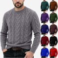 thumbnail image 1 of Babcutegg Mens Cable Knit Sweater Crew Neck Long Sleeve Pullover Thick Warm Casual Sweaters Size 2XL, 1 of 6