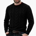 thumbnail image 1 of Babcutegg Mens Cable Knit Sweater Crew Neck Long Sleeve Pullover Thick Warm Casual Sweaters Size L, 1 of 6