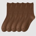 thumbnail image 1 of Babcutegg Mens Crew Socks 5 Pairs Cotton Comfy Breathable Knit Fall Winter Mid Calf Socks Coffee Size Free Size, 1 of 5