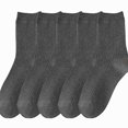 thumbnail image 1 of Babcutegg Mens Crew Socks 5 Pairs Cotton Comfy Breathable Knit Fall Winter Mid Calf Socks Dark Gray Size Free Size, 1 of 5