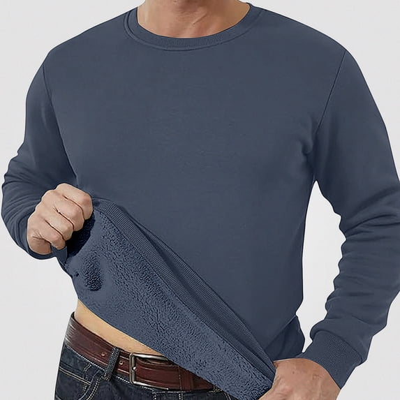 Babcutegg Mens Crewneck Sweatshirt Warm Thick Long Sleeve Fall Winter Casual Pullover Basic Top Size 2XL