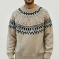 thumbnail image 1 of Babcutegg Mens Fair Isle Crewneck Sweater Long Sleeve Jacquard Knit Pullover Fall Winter Loose Casual Sweaters Size L, 1 of 5