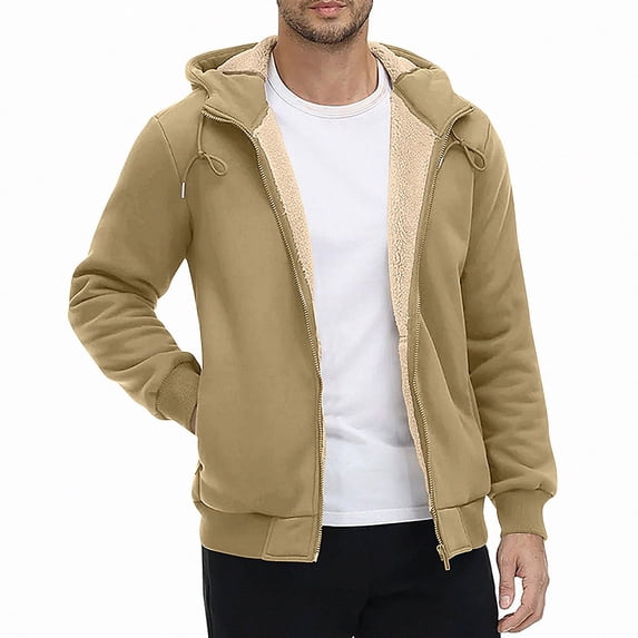 Babcutegg Mens Full Zip Fleece Hoodie Sherpa Lined Long Sleeve Warm Fall Winter Sweatshirt with Pockets Size 3XL