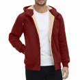 thumbnail image 1 of Babcutegg Mens Full Zip Fleece Hoodie Sherpa Lined Long Sleeve Warm Fall Winter Sweatshirt with Pockets Size M, 1 of 9