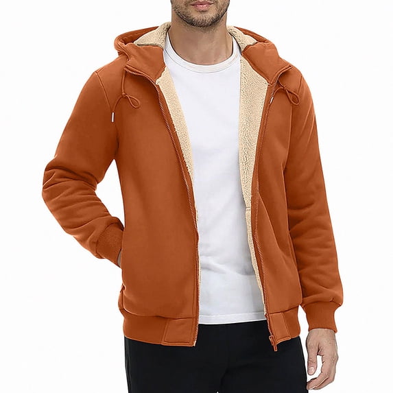 Babcutegg Mens Full Zip Fleece Hoodie Sherpa Lined Long Sleeve Warm Fall Winter Sweatshirt with Pockets Size XL