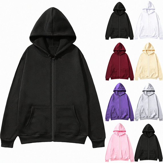 Babcutegg Mens Full Zip Hoodie Loose Fit Long Sleeve Casual Hooded Sweatshirt with Pockets Size 2XL