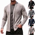 thumbnail image 1 of Babcutegg Mens Open Front Cardigan Sweater Shawl Collar Long Sleeve Lightweight Warm Knitted Sweaters Size 2XL, 1 of 8