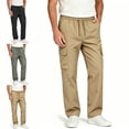thumbnail image 1 of Babcutegg Mens Plus Size Cargo Pants Multi-Pocket Drawstring Straight Leg Fashion Casual Pants Army Green Size 2XL, 1 of 6