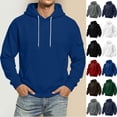 thumbnail image 1 of Babcutegg Mens Solid Hoodie Pullover Drawstring Kangaroo Pocket Long Sleeve Cargo Sweatshirt Green Size 2XL, 1 of 7