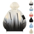 thumbnail image 1 of Babcutegg Mens Zip Up Hooded Jacket Gradient Print Waterprood Windbreaker Outdoor Cargo Outerwear with Pockets White Size S, 1 of 4