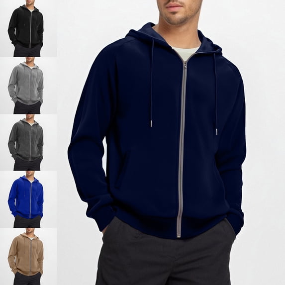 Babcutegg Mens Zip Up Hooded Jacket Long Sleeve Drawstring Loose Fit Fashion Casual Outerwear Coat Gray Size 4XL