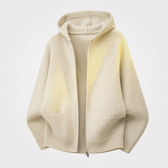 Babcutegg Mens Zip Up Hooded Knit Cardigan Sweater Loose Fit Long Sleeve Thermal Casual Sweaters for Winter Size XL